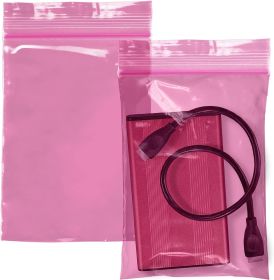 Pack of 100 Pink Anti-Static Seal Top Bags 6 x 8 Zipper Bags 6x8 Ultra Thick Polyethylene Thickness 4 Mil Bags suitable for Packaging Storing Industri