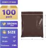 Amber Zip Bags 12x12 Inch Size. Pack of 100 Brown Plastic Zip Bags. Resealable Plastic Bags for Electronics & Light-Sensitive Products. 3 Mil Thick Re