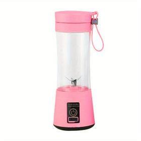 1pc Portable 6 Blades In 3D Juicer Cup, Updated Version Rechargeable Juice Blender Secure Switch Electric Fruit Mixer For Superb Mixing (Color: Pink)