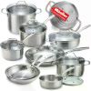 17 Piece Stainless Steel Cookware Set with Ergonomic Handle, suitable for Simmering, Stir Frying, Cooking,and Stewing.Cooking Set