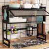 Dish Drying Rack, Large Stainless Steel Over The Sink 2 Tier Dish Rack with Cover for Kitchen (Large 37.40 Length)